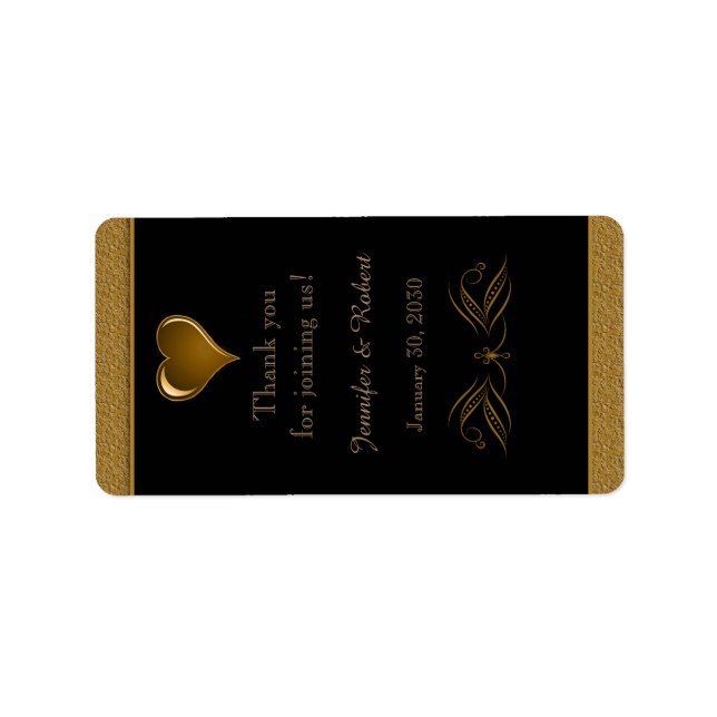 Black and Gold Scroll Wedding Lip Balm Label (Front)