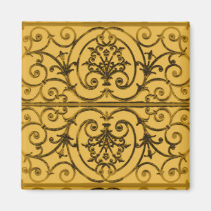 Black and gold scrollwork pattern magnet