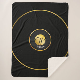 Black and Gold Sherpa Blanket
