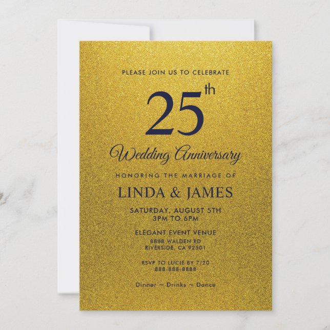 Black and Gold Shining Glitter Luxury Invitation (Front)