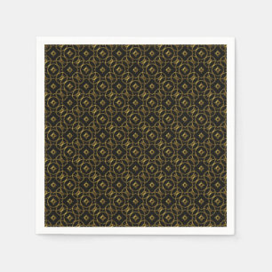 Black and Gold Shiny Geometric Pattern Elegant Napkin