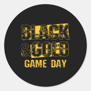 Black And Gold Shirt Game Day High School Football Classic Round Sticker
