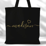 Black And Gold Signature Script Bridesmaid Gift Tote Bag<br><div class="desc">Black And Gold Signature Script Bridesmaid Gift Tote Bag. Personalise this custom design with your own name and custom colours.</div>