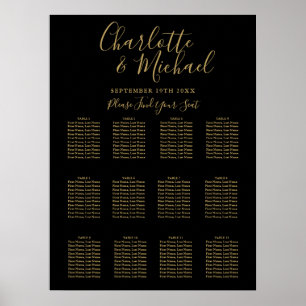 Black And Gold Signature Wedding Seating Chart