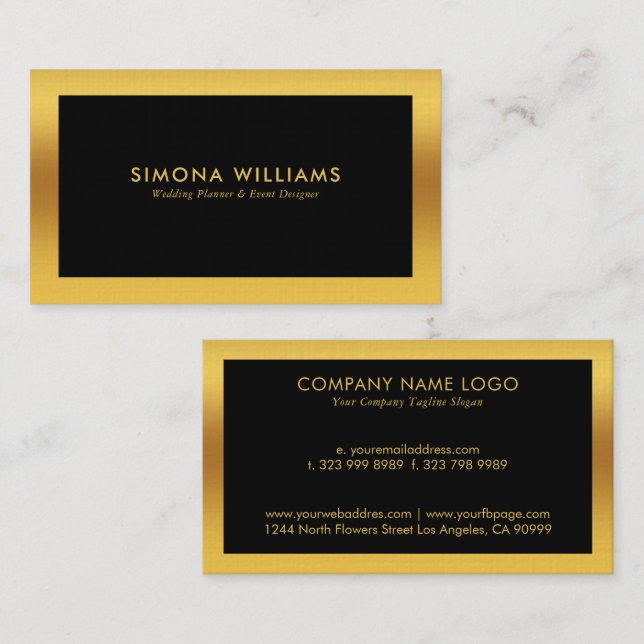 Black and gold simple design business card (Front/Back)
