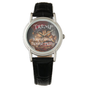 Black and Gold Simple Elegant Modern Trump WH Watch
