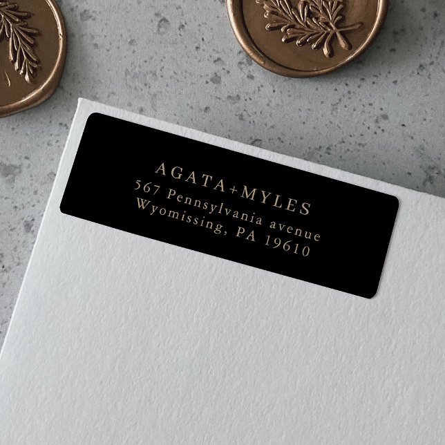 Black and Gold Simple Formal Return Address (Creator Uploaded)