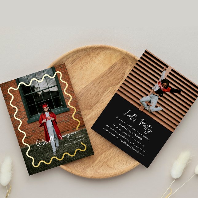 Black and Gold Simple Photo Graduation Announcemen (Creator Uploaded)