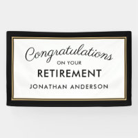 Black and Gold Simple Retirement Party Banner