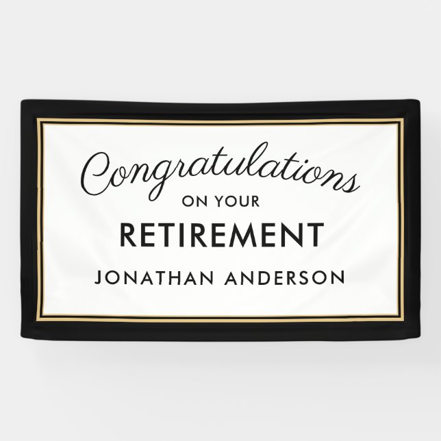 Black and Gold Simple Retirement Party Banner (Horizontal)