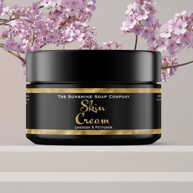 Black and Gold Skin Cream Jar Label (Creator Uploaded)