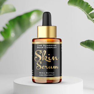 Black and Gold Skin Serum Bottle Label