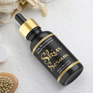 Black and Gold Skin Serum Bottle Label