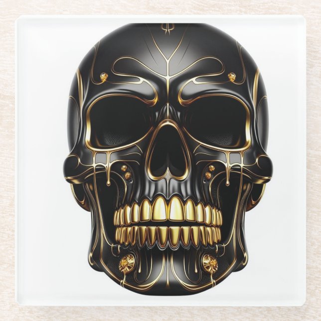 Black and Gold Skull Coaster (Front)