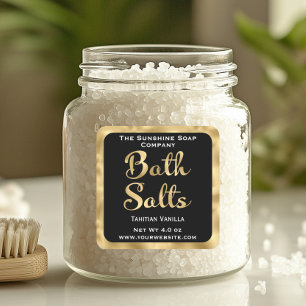 Black and gold small bath salts label