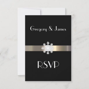 Black and Gold Snowflake Wedding RSVP