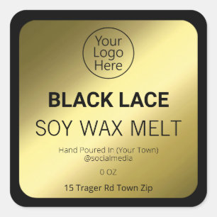 Black And Gold Soy Wax Melt Product Label