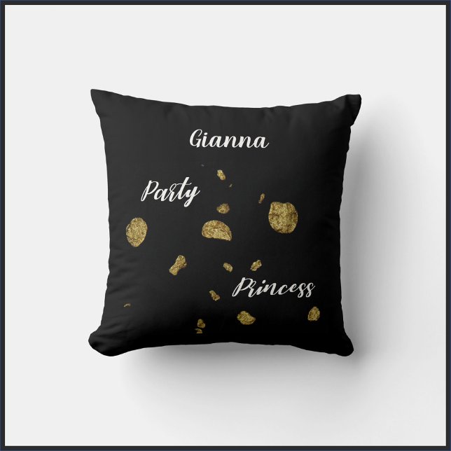 Black and Gold Spangles Party Princess Cushion (Creator Uploaded)