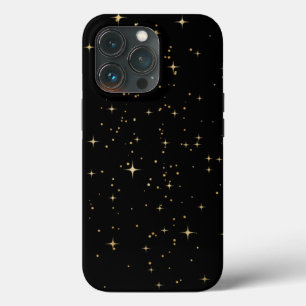 Black and Gold Sparkle Stars iPhone 13 Pro Case