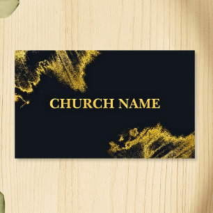 BLACK and Gold Sparkles Church Business Card