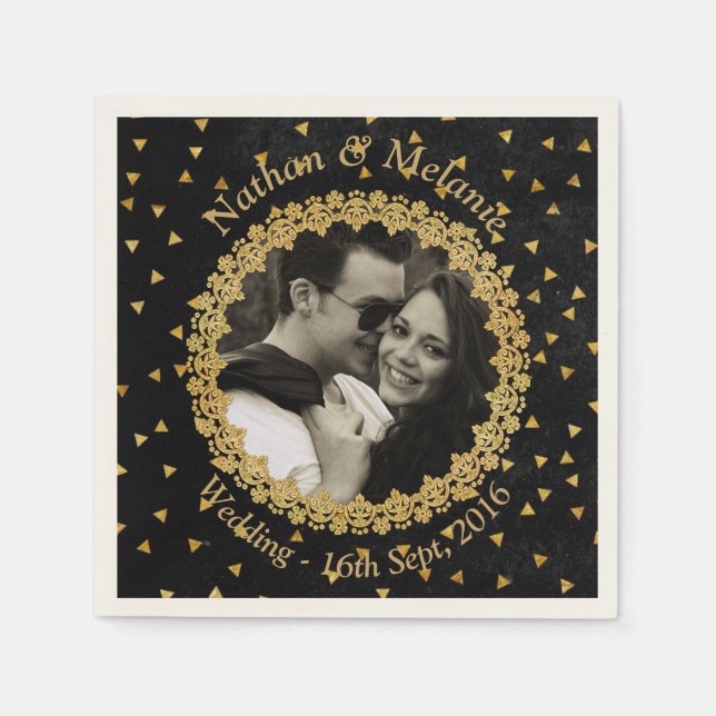 Black and Gold Sparkles Napkin (Front)