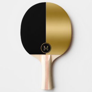 Black and gold split-screen geometric design ping pong paddle