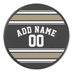 Black and Gold Sports Jersey Name - Can EDIT Hockey Puck