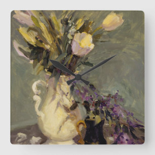 Black and Gold Square Wall Clock
