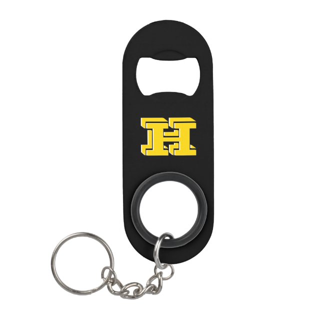 Black and Gold Stainless Keychain Bottle Opener (Front)