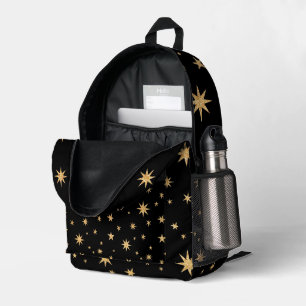 Black and Gold Stars Backpack - Starry Pattern