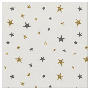Black and Gold Stars Fabric