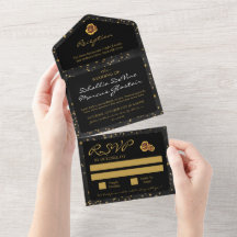Black And Gold Stars Goth Pattern 