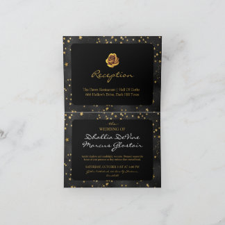 Black And Gold Stars Goth Pattern Invitation