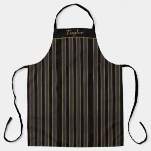 Black and Gold Stripe Personalised Apron