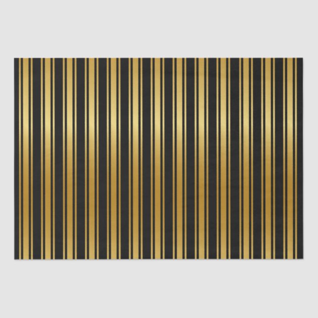 Black And Gold Stripe  Tissue Paper (Front)