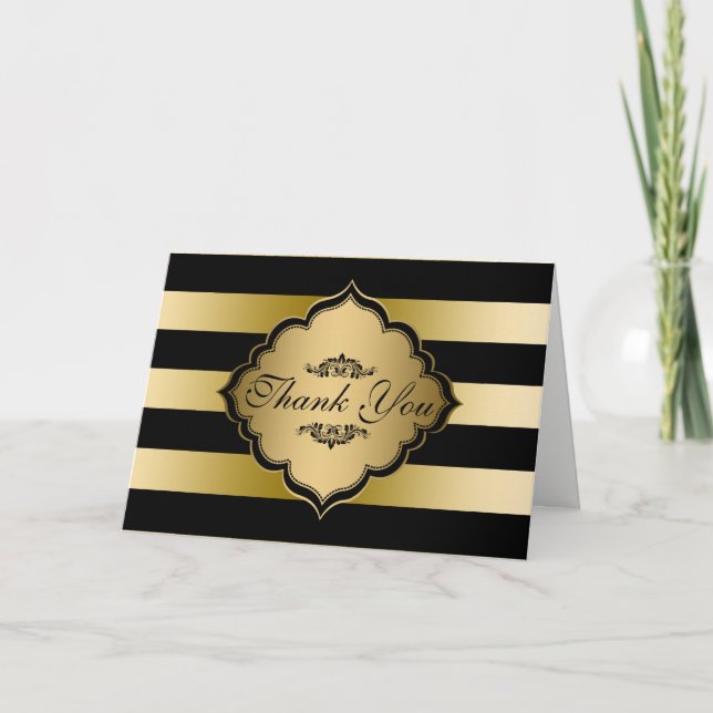 Black And Gold Stripes Black Swirls- Thank You (Front)