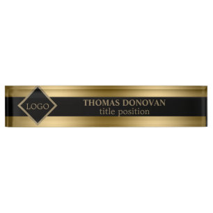 Black And Gold Stripes Nameplate