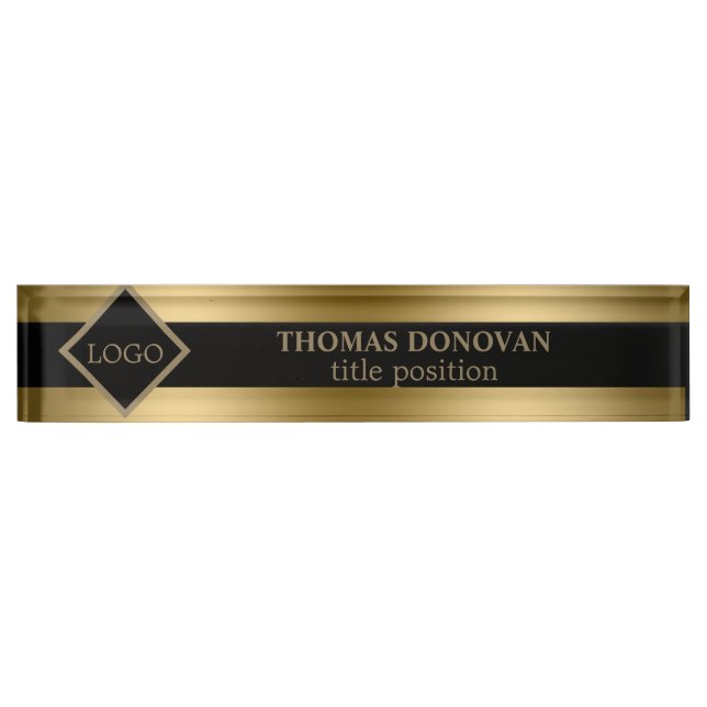 Black And Gold Stripes Nameplate (Front)