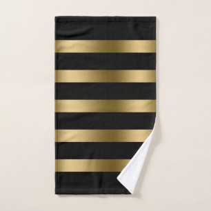 Black and gold stripes pattern bath towel set