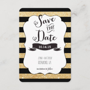 Black and Gold Stripes Save the Date