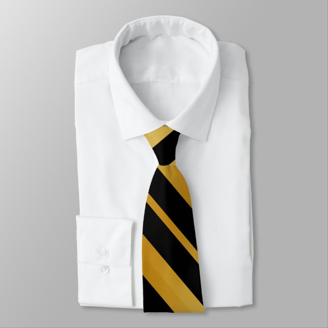 Black and Gold Stripes Simple Tie (Tied)