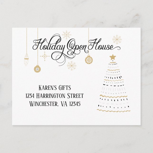 Black and Gold Stylised Holiday Open House | (Front)