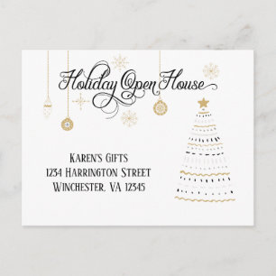Black and Gold Stylised Holiday Open House   Postcard