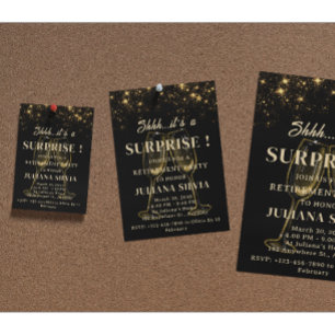Black and Gold Surprise Retirement Party  Flyer