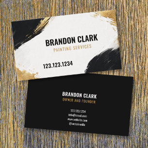 Black and Gold Sweeping Brush Corners Painting Business Card