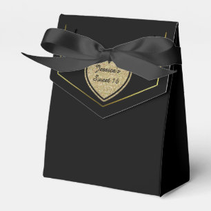 Black and Gold Sweet 16 Favour Gift Box