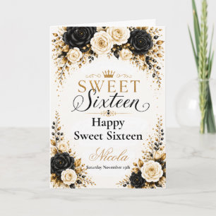 Black and Gold Sweet Sixteen Card