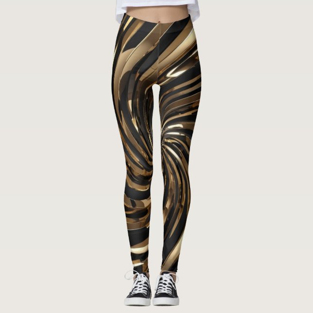 Black and Gold Swirl Leggings (Front)