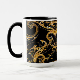 Black and Gold Swirl Mug