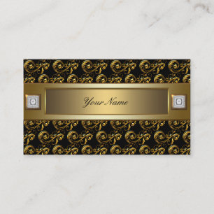 Black and Gold Swirls Elegant Business Card